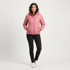 Doudoune Femme Matelassée Coupe Sport à Capuche