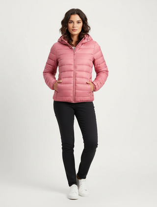 Doudoune Femme Matelassée Coupe Sport à Capuche