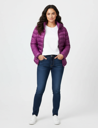 Doudoune Femme Matelassée Coupe Sport à Capuche