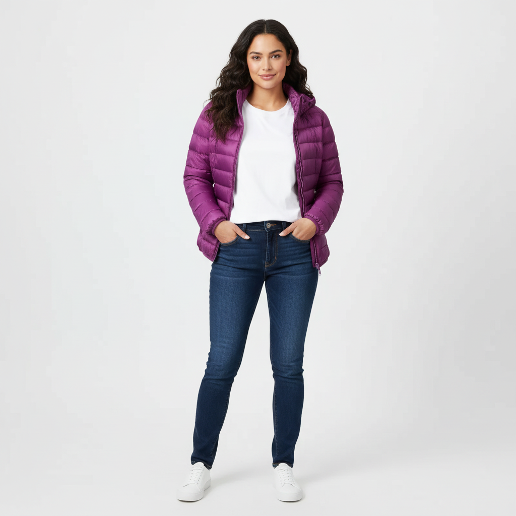 Doudoune Femme Matelassée Coupe Sport à Capuche