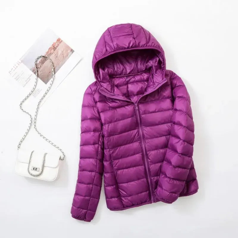 Doudoune Femme Matelassée Coupe Sport à Capuche