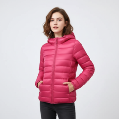 Doudoune Femme Matelassée Coupe Sport à Capuche