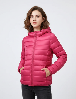 Doudoune Femme Matelassée Coupe Sport à Capuche
