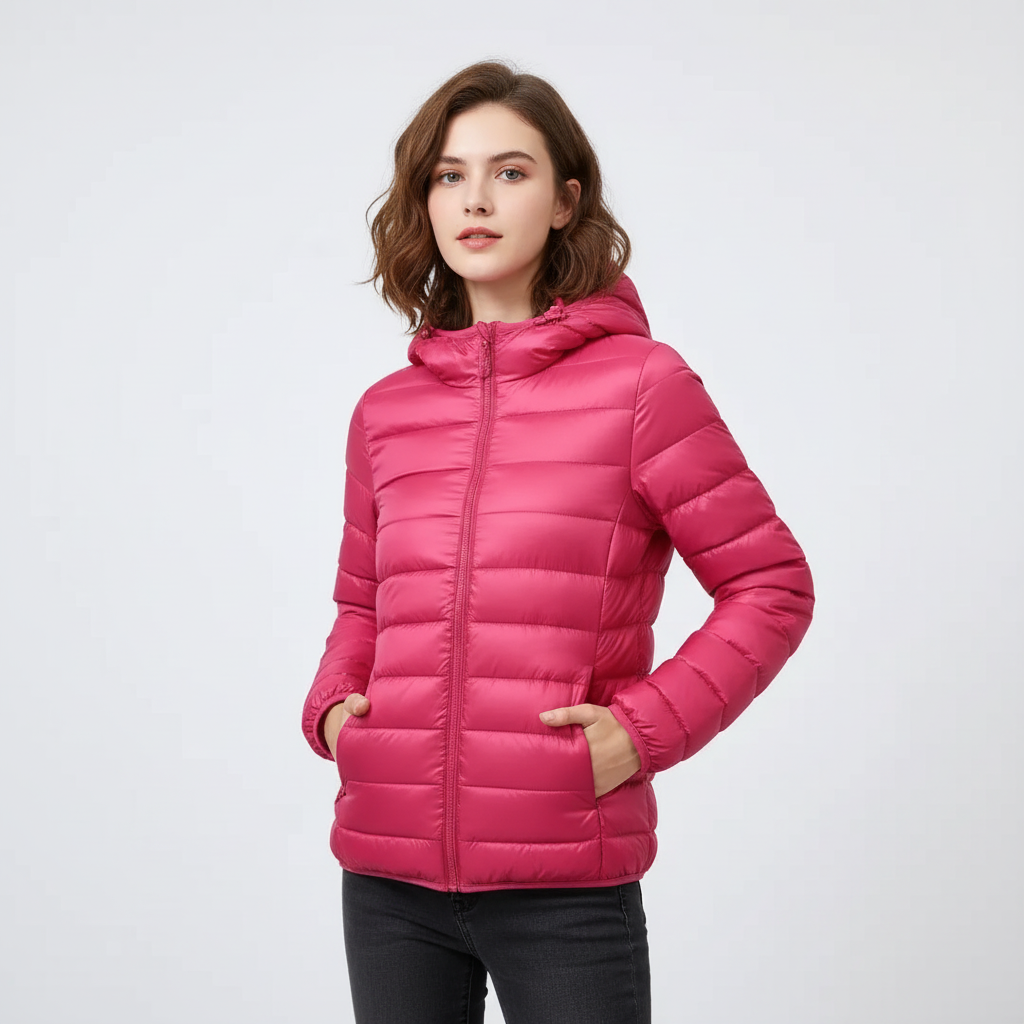 Doudoune Femme Matelassée Coupe Sport à Capuche