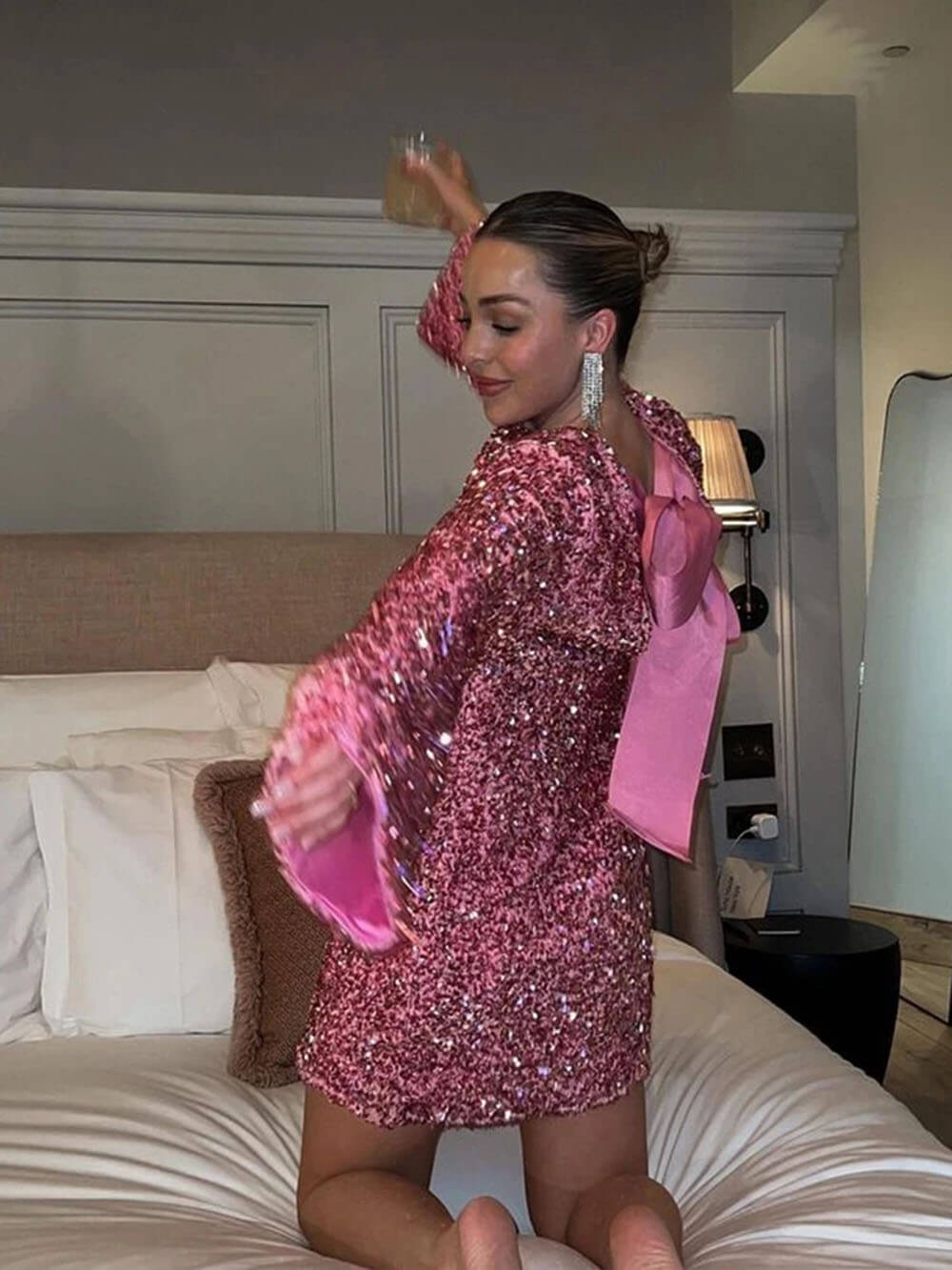 Maëlle | Robe pull courte femme en maille texturée, coupe confortable