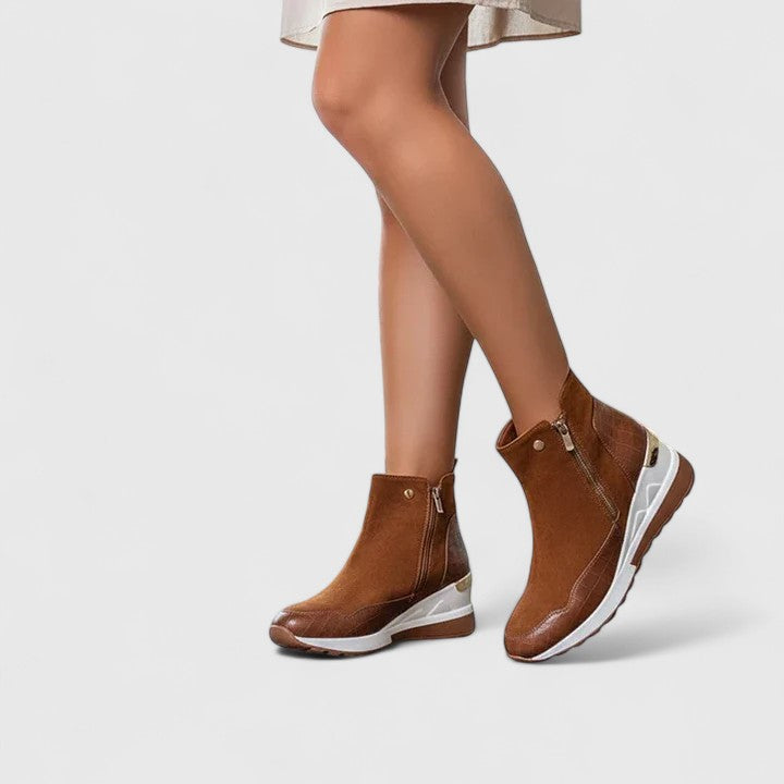 Maele | Bottes femme en suédine à fermeture éclair, antidérapantes pour la marche