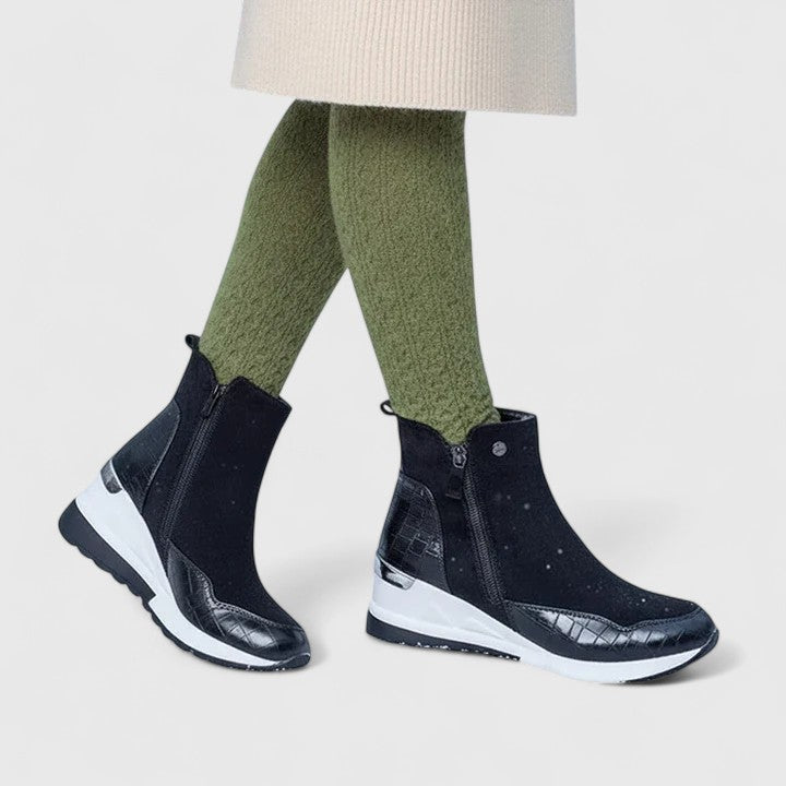 Maele | Bottes femme en suédine à fermeture éclair, antidérapantes pour la marche