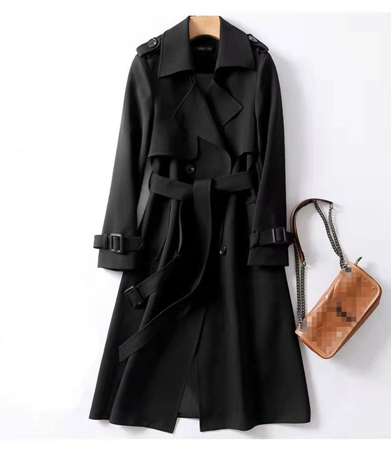 Trench Femme Classique à Double Boutonnage Ceinturé