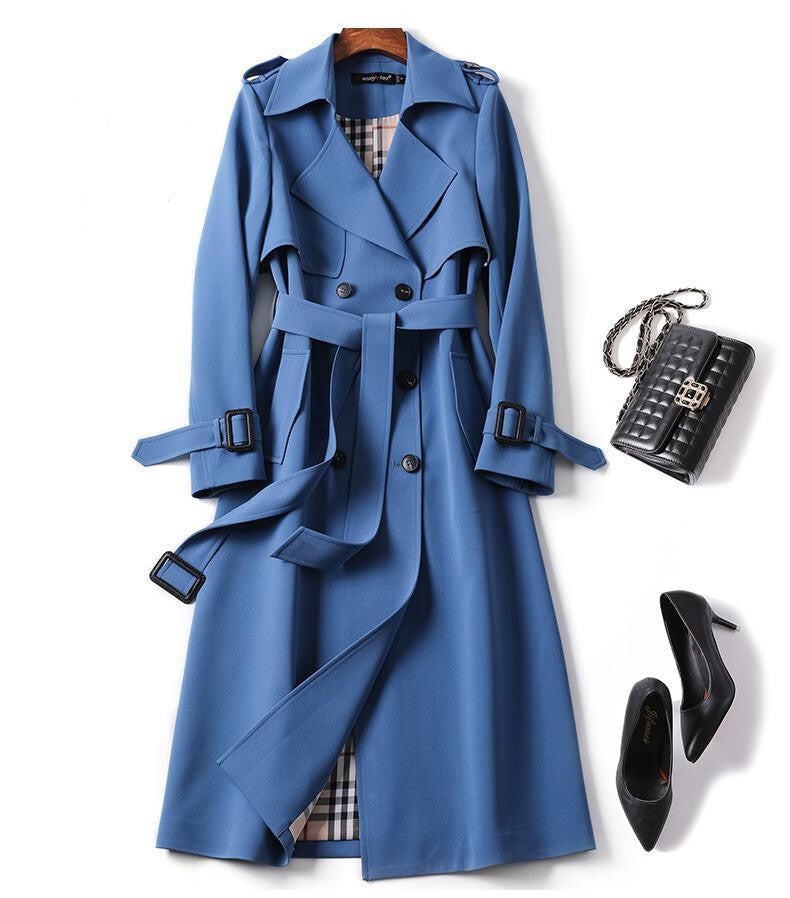 Trench Femme Classique à Double Boutonnage Ceinturé