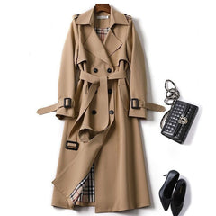 Trench Femme Classique à Double Boutonnage Ceinturé