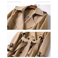 Trench Femme Classique à Double Boutonnage Ceinturé