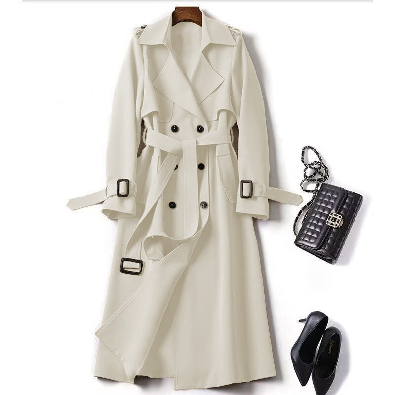 Trench Femme Classique à Double Boutonnage Ceinturé