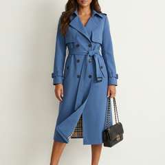 Trench Femme Classique à Double Boutonnage Ceinturé