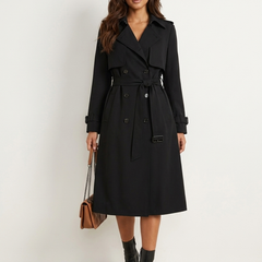 Trench Femme Classique à Double Boutonnage Ceinturé