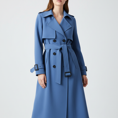 Trench Femme Classique à Double Boutonnage Ceinturé