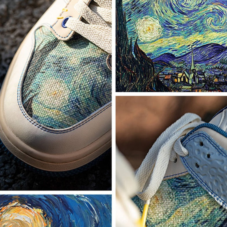 Nuit Étoilée | Baskets femme artistiques imprimées, motif ciel étoilé tendance