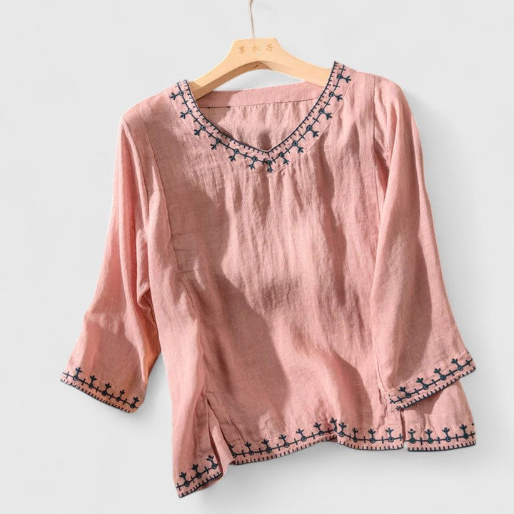 Mirella | Blouse femme col V élégante et fluide pour le quotidien