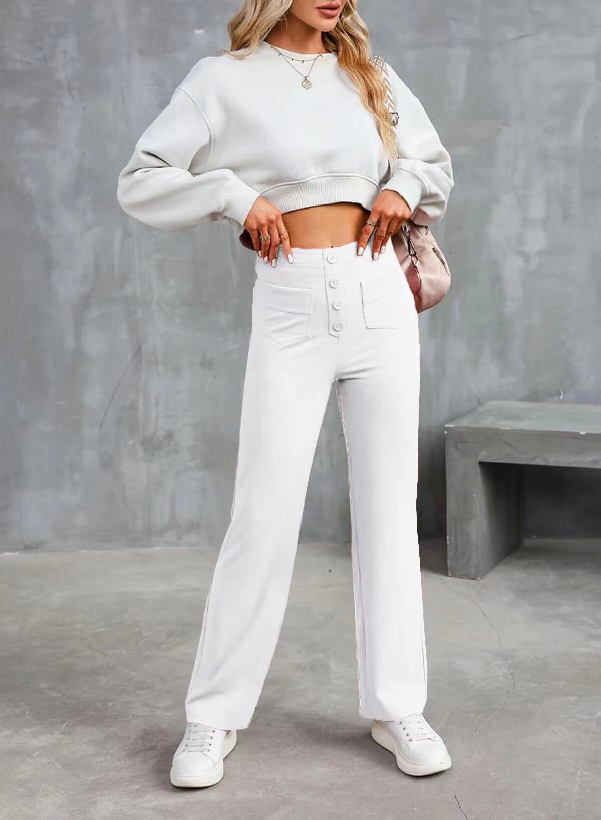 Marjorie | Pantalon femme taille haute extensible, anti-bouloche confortable