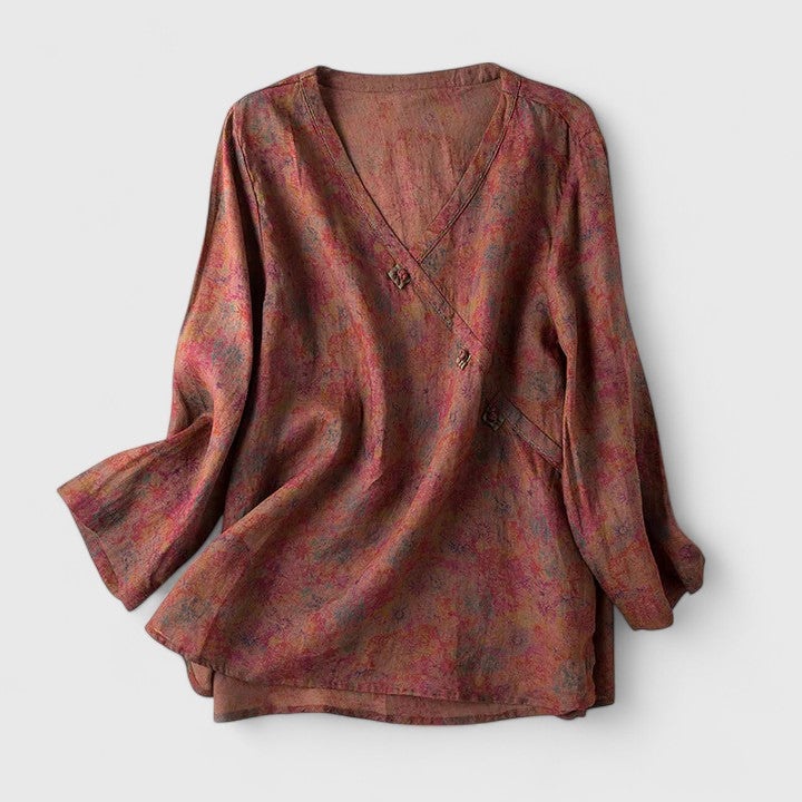 Emira | Blouse femme confort en coton et lin, coupe décontractée flatteuse