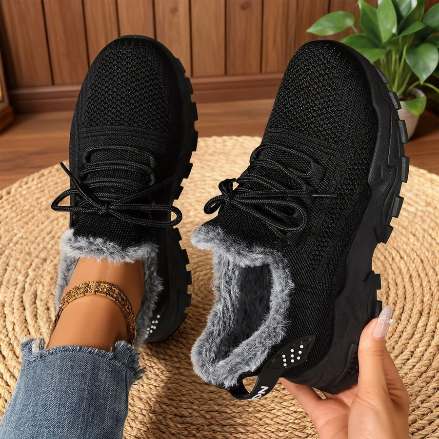 Brydee | Baskets femme légères à lacets, en polaire décontractées