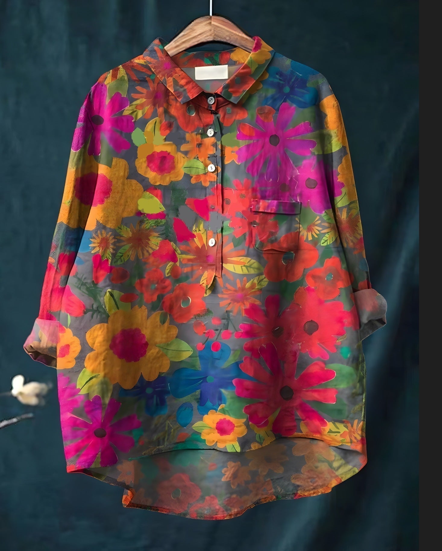 Flora | Blouse femme chemisier imprimé floral, léger infroissable pour l'été