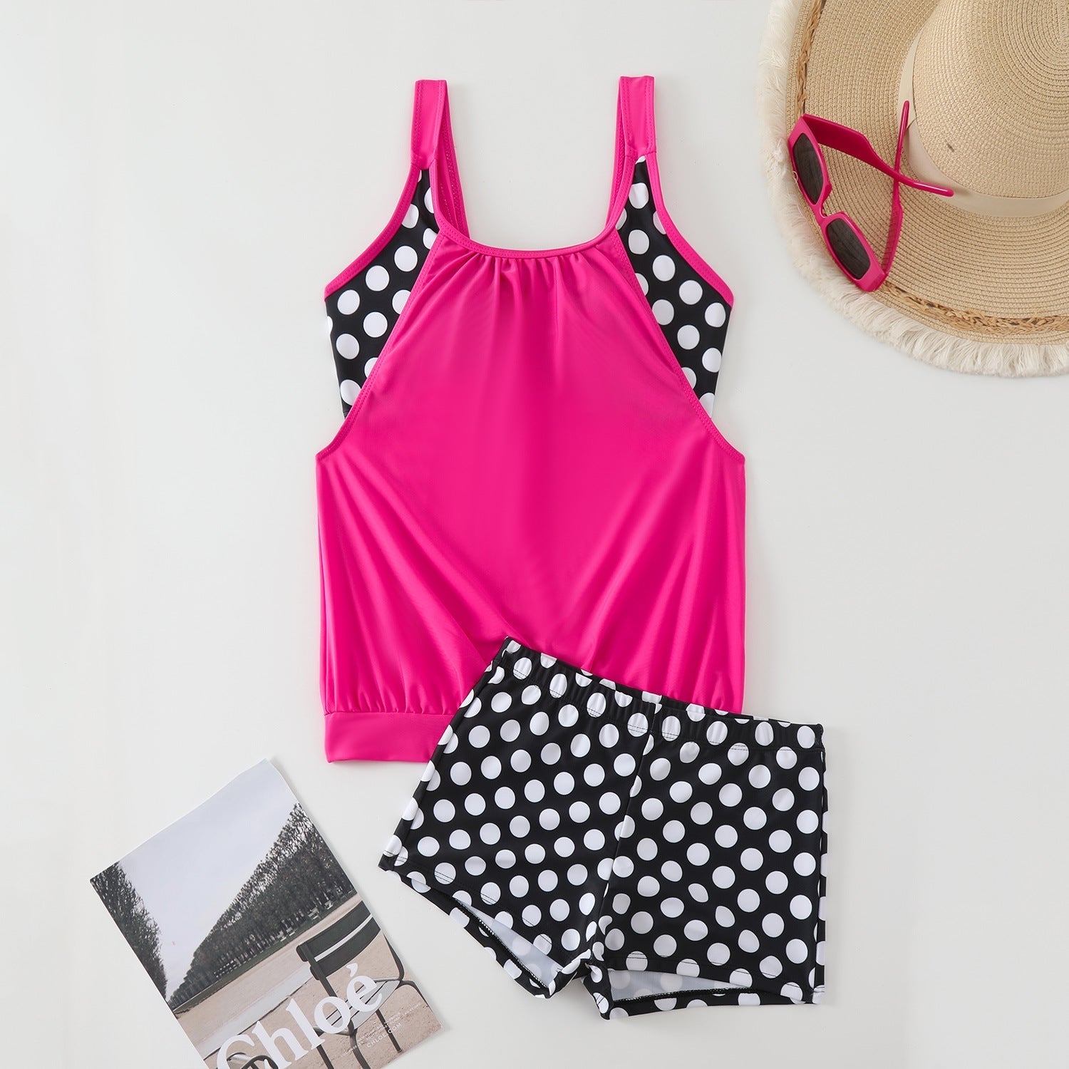 Serenity | Tankini femme ensemble à pois avec short assorti, couverture flatteuse