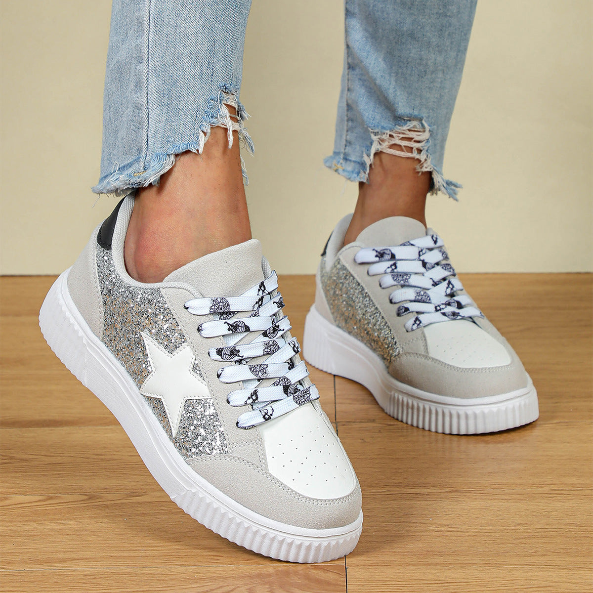 Romane | Baskets femme basses à lacets, confortables style polyvalent