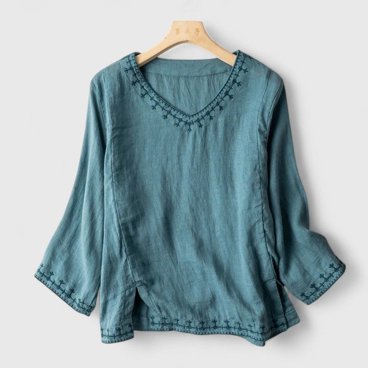 Mirella | Blouse femme col V élégante et fluide pour le quotidien