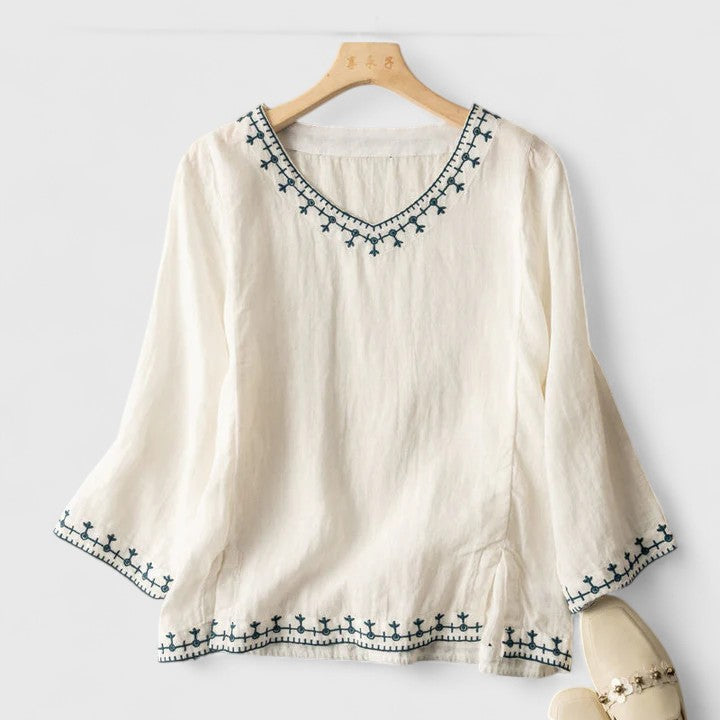 Mirella | Blouse femme col V élégante et fluide pour le quotidien