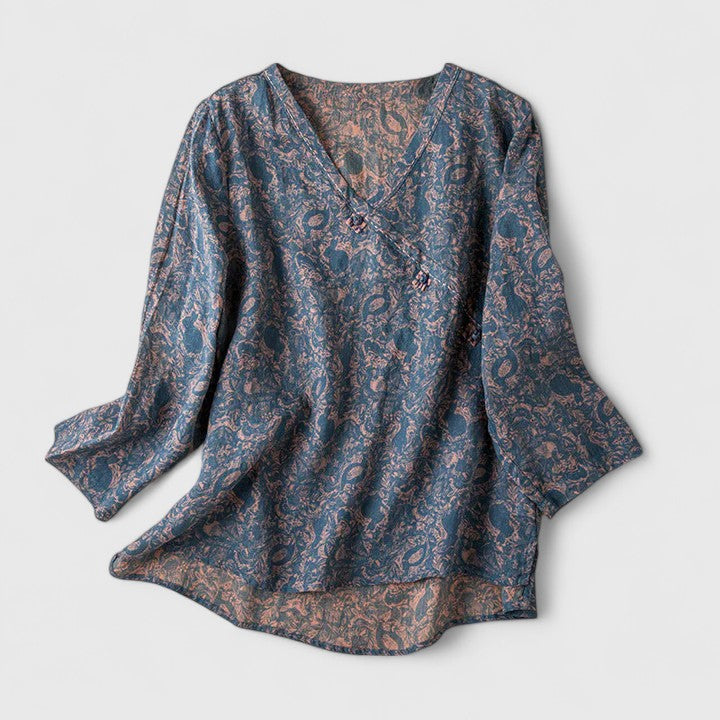 Emira | Blouse femme confort en coton et lin, coupe décontractée flatteuse