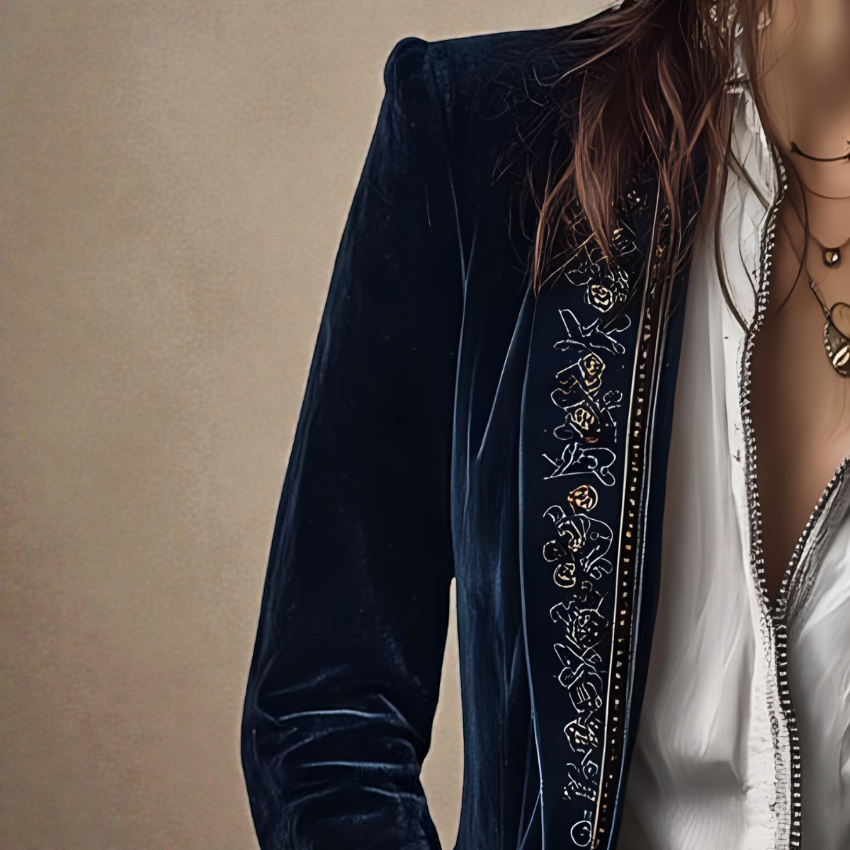Blazer Femme en Velours Élégant Coupe Cintrée