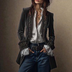Blazer Femme en Velours Élégant Coupe Cintrée