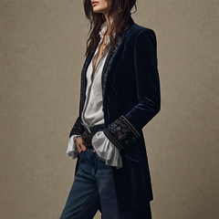 Blazer Femme en Velours Élégant Coupe Cintrée