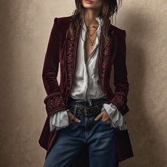 Blazer Femme en Velours Élégant Coupe Cintrée