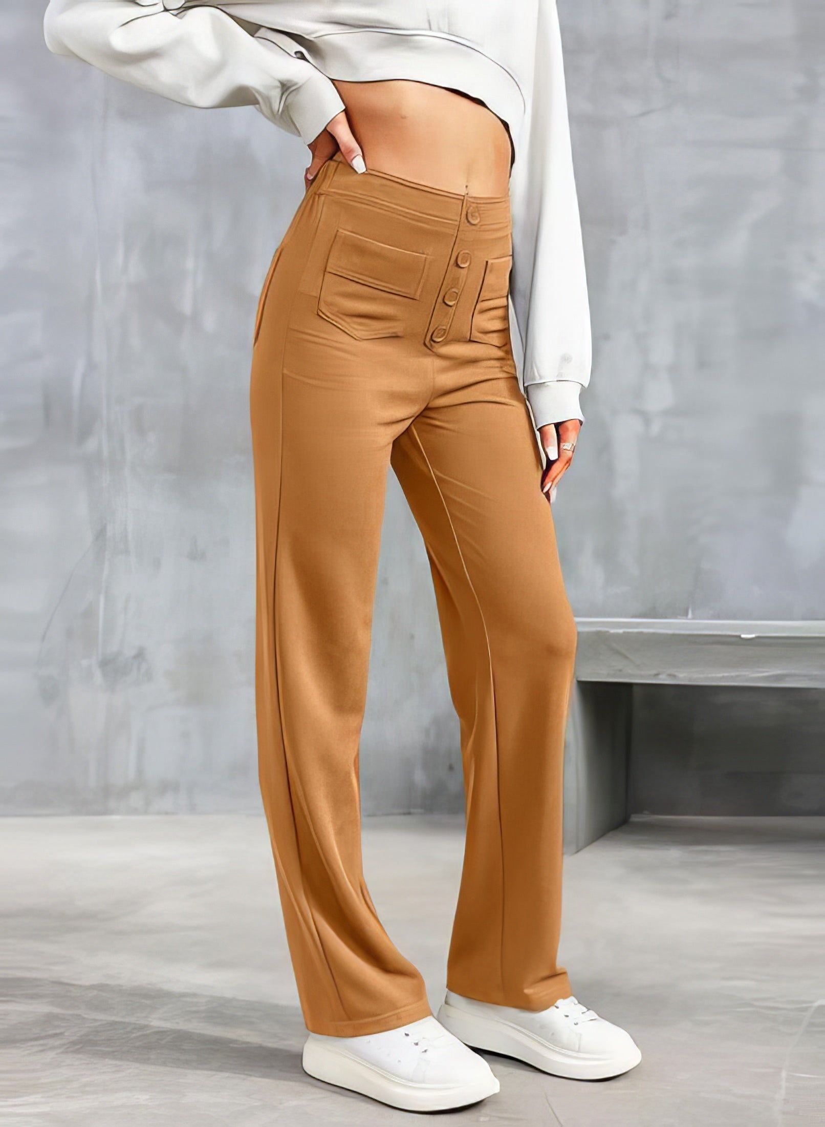 Marjorie | Pantalon femme taille haute extensible, anti-bouloche confortable