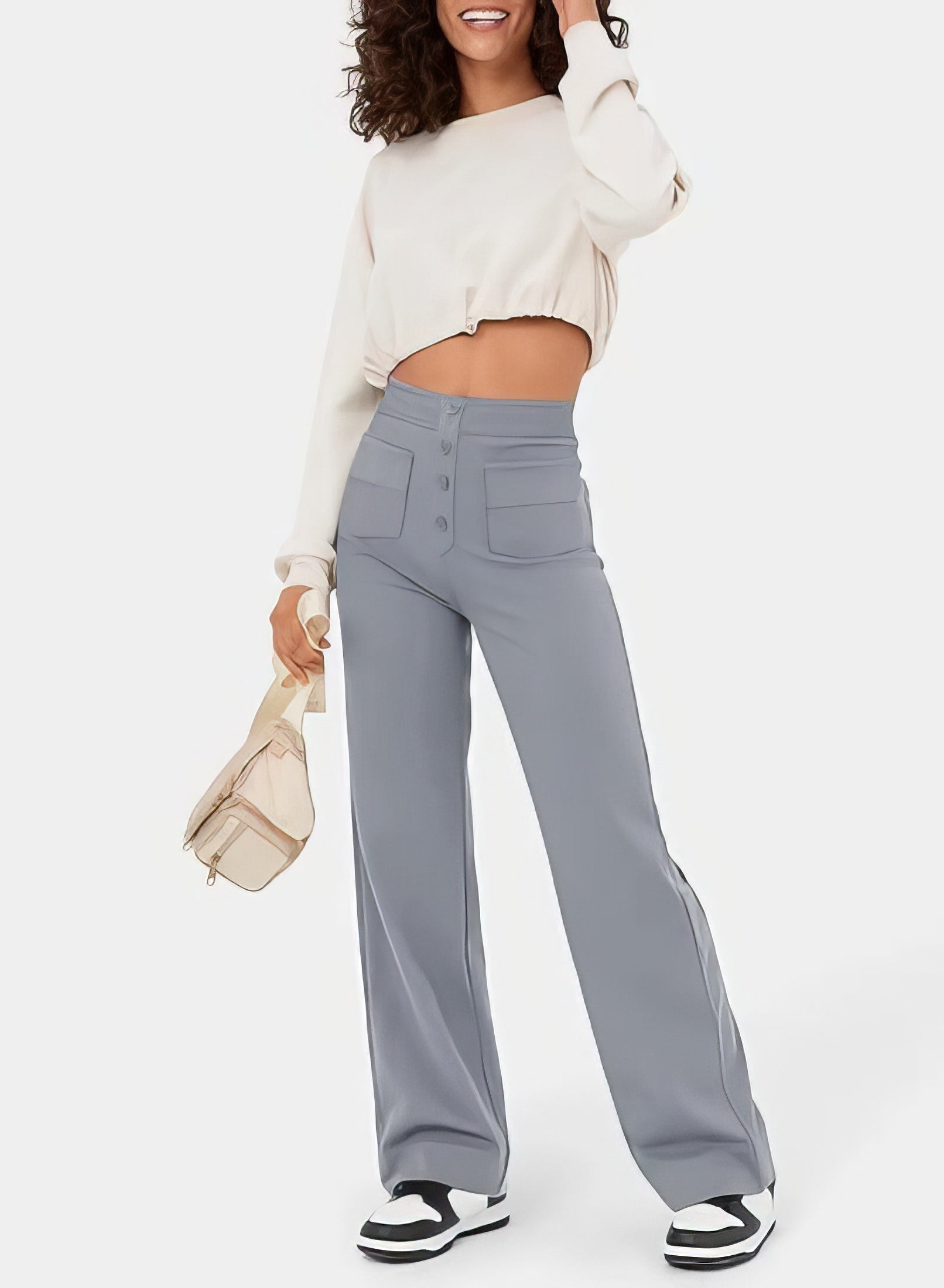 Marjorie | Pantalon femme taille haute extensible, anti-bouloche confortable