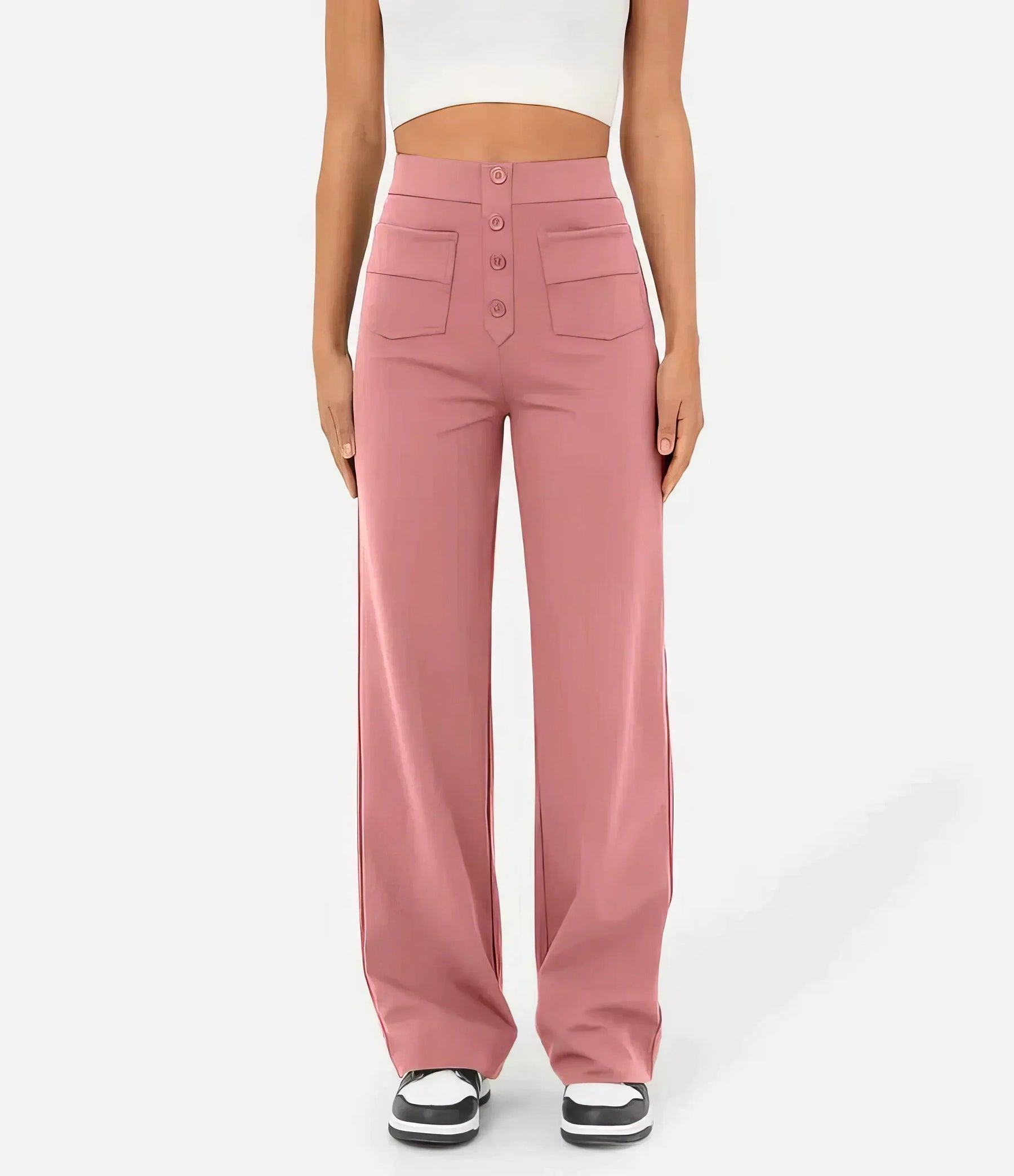 Marjorie | Pantalon femme taille haute extensible, anti-bouloche confortable