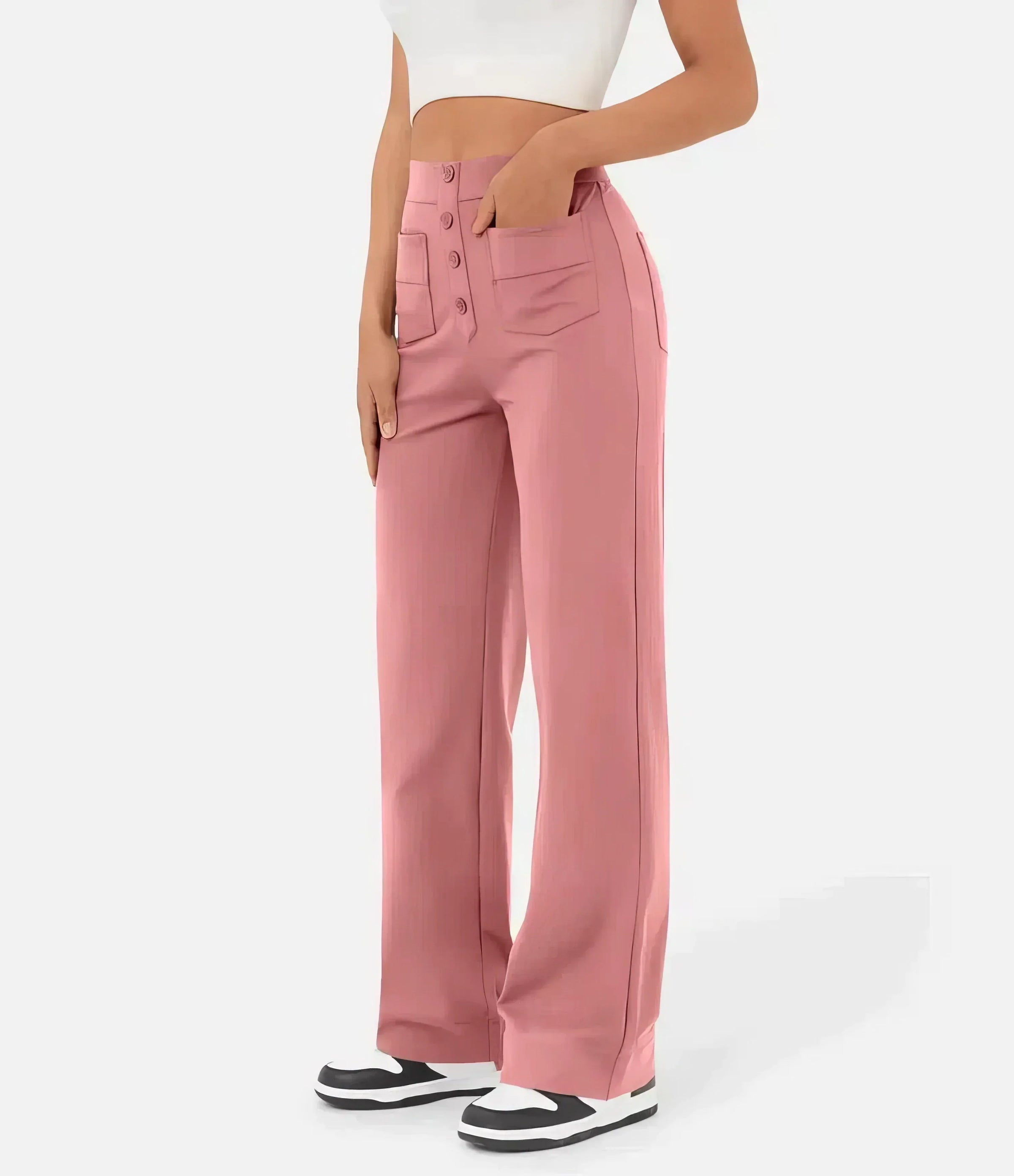 Marjorie | Pantalon femme taille haute extensible, anti-bouloche confortable