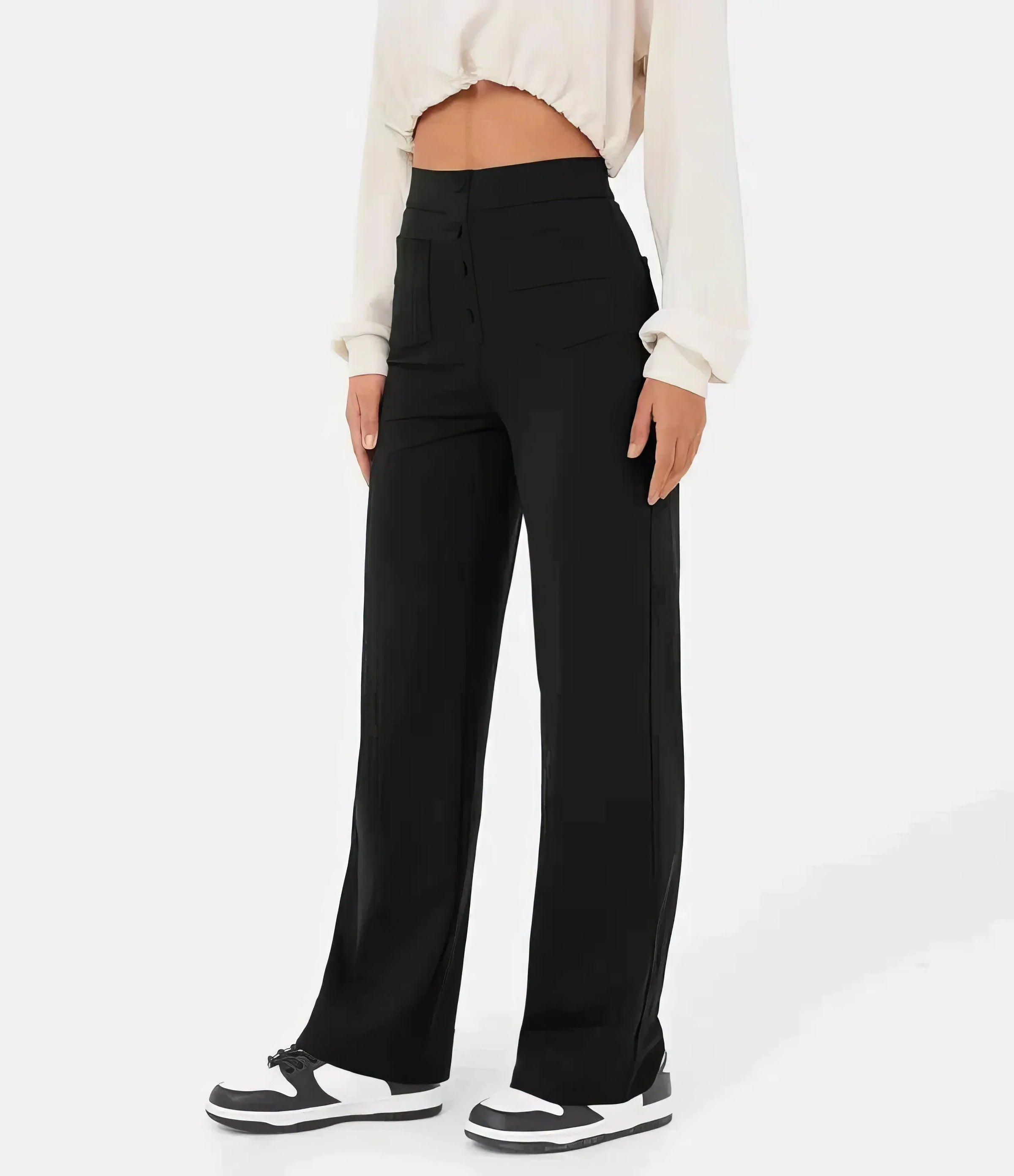 Marjorie | Pantalon femme taille haute extensible, anti-bouloche confortable
