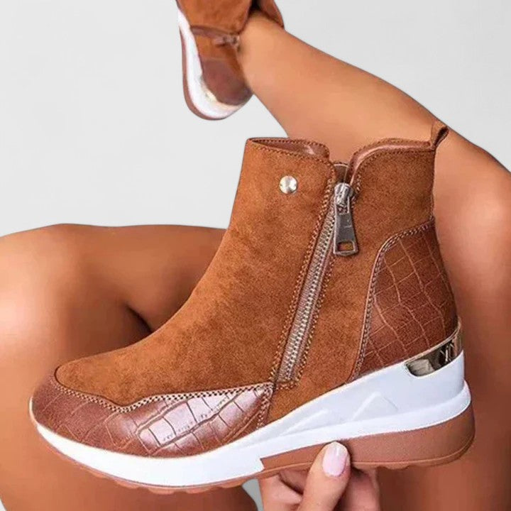 Maele | Bottes femme en suédine à fermeture éclair, antidérapantes pour la marche