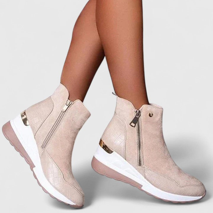 Maele | Bottes femme en suédine à fermeture éclair, antidérapantes pour la marche