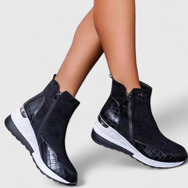 Maele | Bottes femme en suédine à fermeture éclair, antidérapantes pour la marche