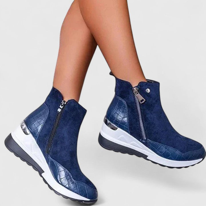 Maele | Bottes femme en suédine à fermeture éclair, antidérapantes pour la marche