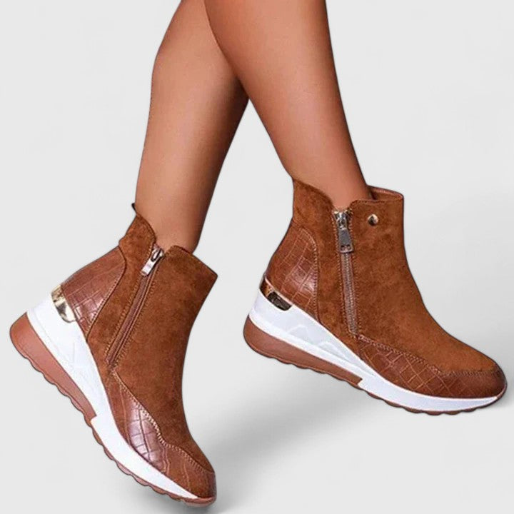 Maele | Bottes femme en suédine à fermeture éclair, antidérapantes pour la marche