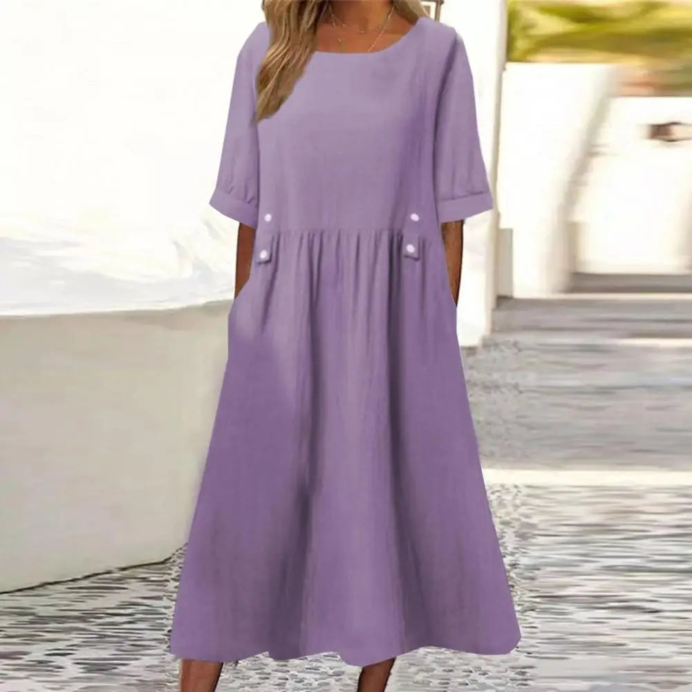 Melina | Robe midi femme élégante douce, confortable et flatteuse