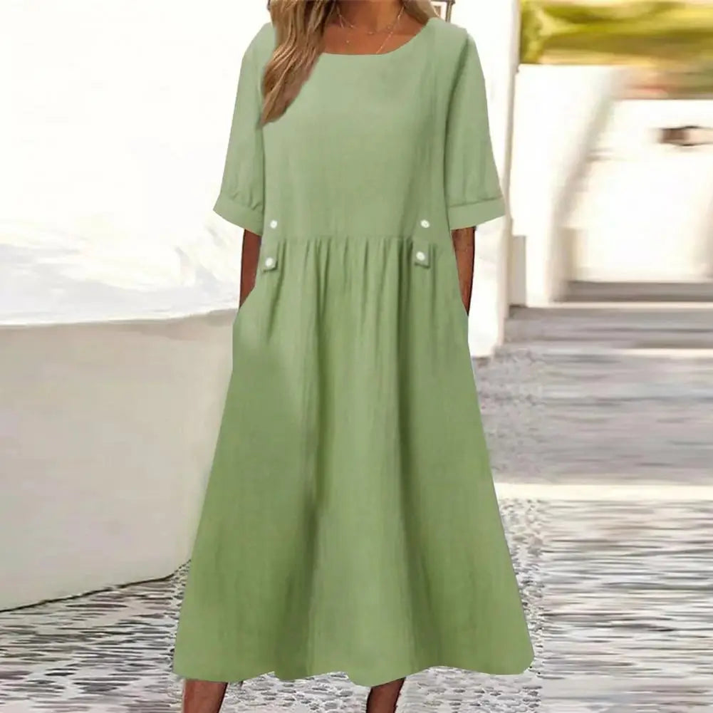 Melina | Robe midi femme élégante douce, confortable et flatteuse
