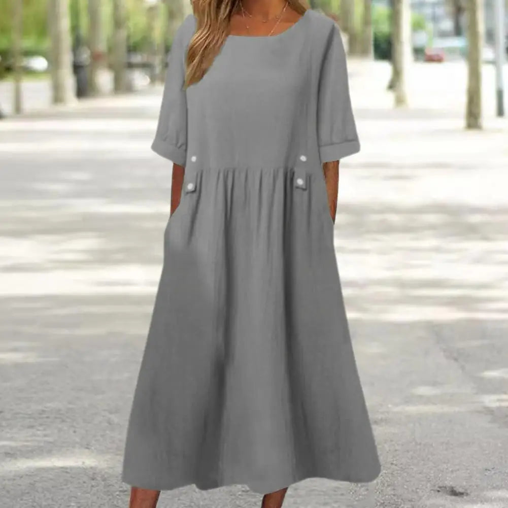 Melina | Robe midi femme élégante douce, confortable et flatteuse