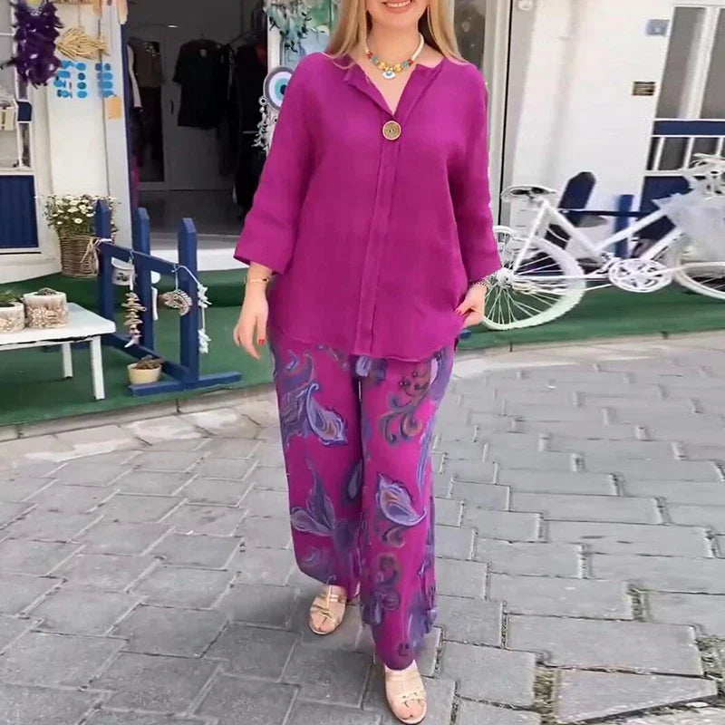 Marielle | Ensemble deux pièces femme à imprimé vintage, raffiné et confortable