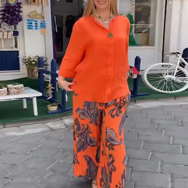 Marielle | Ensemble deux pièces femme à imprimé vintage, raffiné et confortable