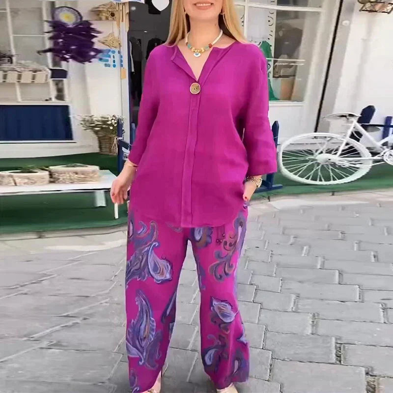 Marielle | Ensemble deux pièces femme à imprimé vintage, raffiné et confortable